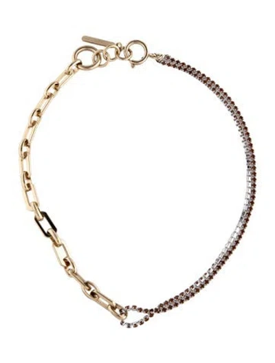 Pre-owned Justine Clenquet Crystal Choker Necklace, 14.5" In Brown