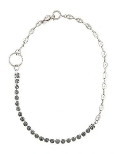 Pre-owned Justine Clenquet Crystal Choker Necklace, 15" In Grey