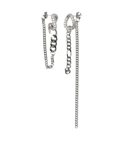 Justine Clenquet Crystal-embellished Chain Earrings In Silver