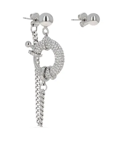 Justine Clenquet Crystal-embellished Chain Earrings In Silver