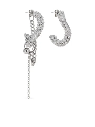 Justine Clenquet Crystal-embellished Chain Earrings In Silver