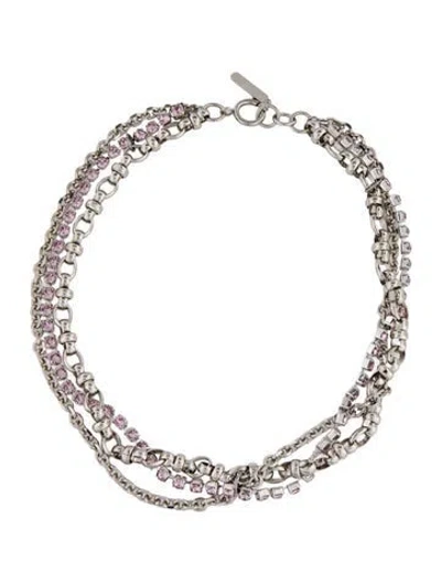 Pre-owned Justine Clenquet Crystal Multistrand Choker Necklace, 16.25" In Pink