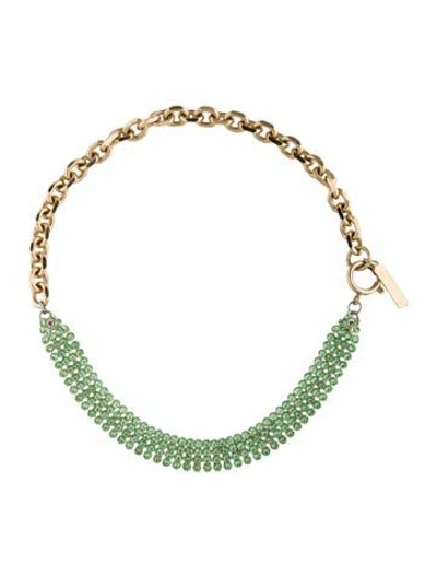 Pre-owned Justine Clenquet Crystal Shanon Choker Necklace, 14.5" In Green