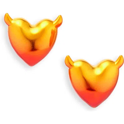 Justine Clenquet Devil Stud Earrings In Gradient Orange/red