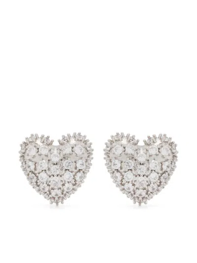 Justine Clenquet Heart Earrings In Silver