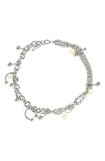 Justine Clenquet Holly Summer Faux Pearl Necklace In Silver