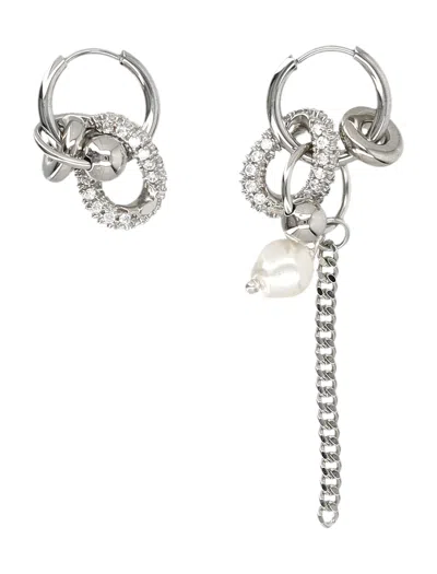 Justine Clenquet Chain Detail Earrings In Silver