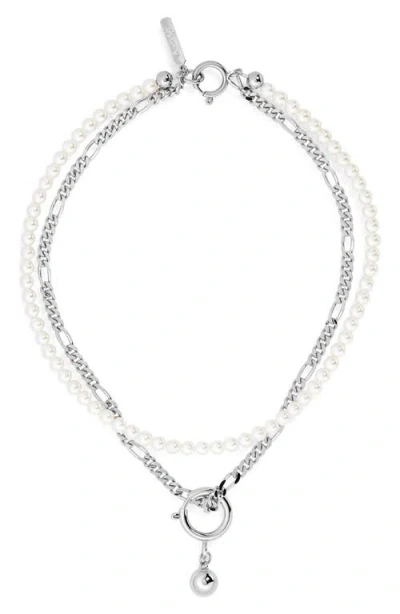 Justine Clenquet Jip Faux Pearl Layered Necklace In Metallic