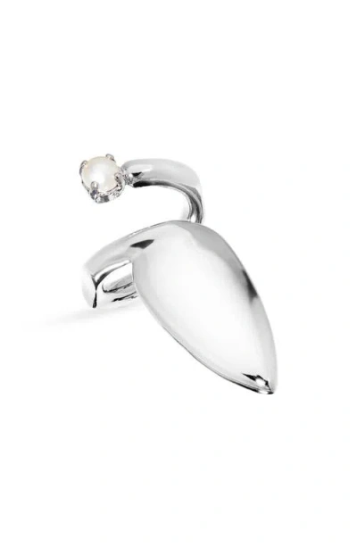 Justine Clenquet Luce Faux Pearl Nail Ring In Metallic