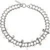 Justine Clenquet Mindy Pierced Choker Necklace In Pearl