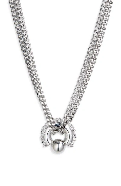 Justine Clenquet Moira Crystal Pendant Necklace In Silver