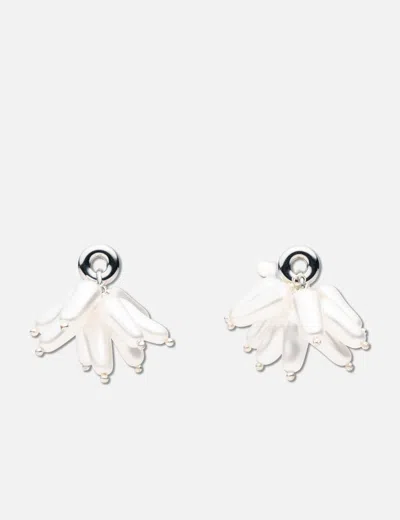 Justine Clenquet Moon Earrings In White