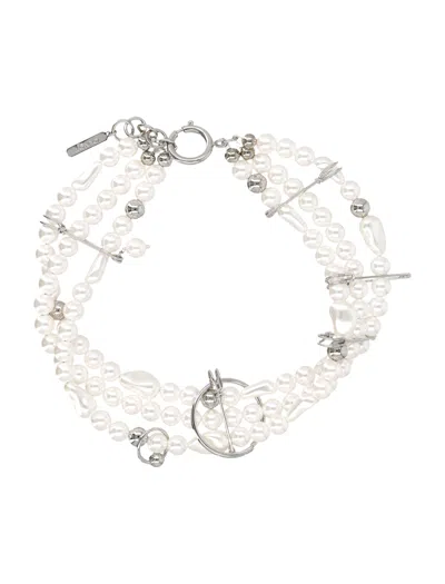 Justine Clenquet Multi-strand Pearl Bead Choker Necklace In Argento
