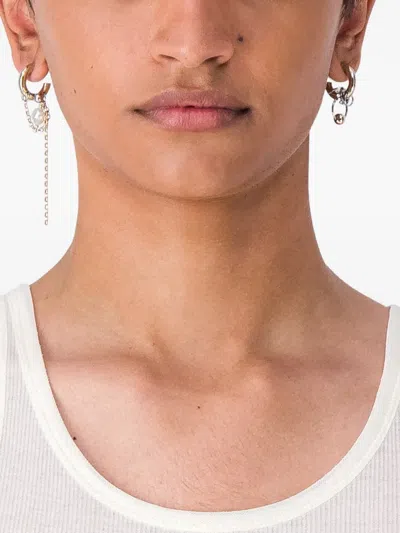 Justine Clenquet Nathan Asymmetric Pearl-embellished Earrings In Silver