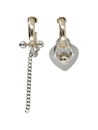 Justine Clenquet Nick Asymmetric Heart-charm Earrings In Silver