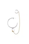 Justine Clenquet Nicky Earring With Ear Cuff In Silver/pale Gold In Silver