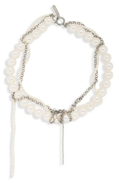 Justine Clenquet Nicole Faux Pearl & Rolo Chain Choker In Neutral