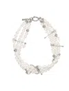 Justine Clenquet Layered White Pearl Choker With Silver Accents In Silver