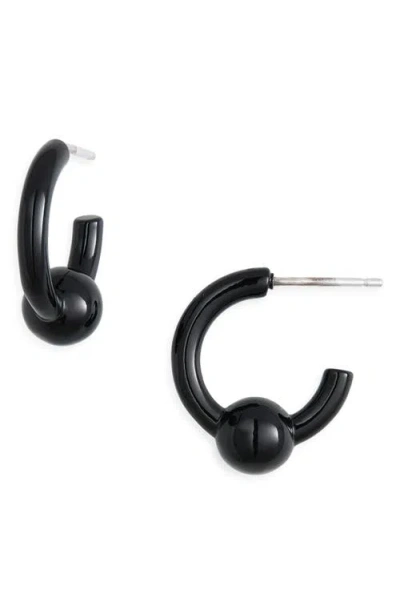 Justine Clenquet Sam Laquered Hoop Earrings In Black