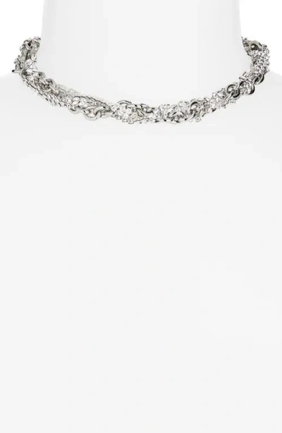Justine Clenquet Shelby Crystal Embellished Choker In Silver