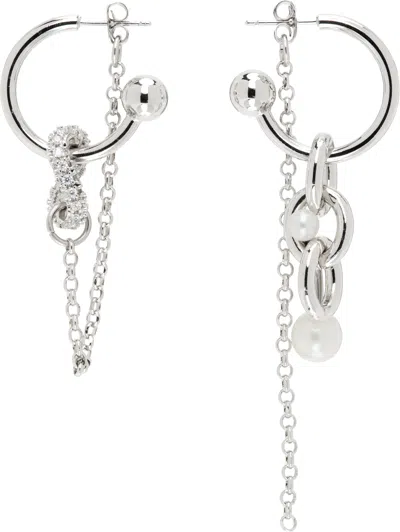 Justine Clenquet Silver Abel Pearl Earrings In Palladium
