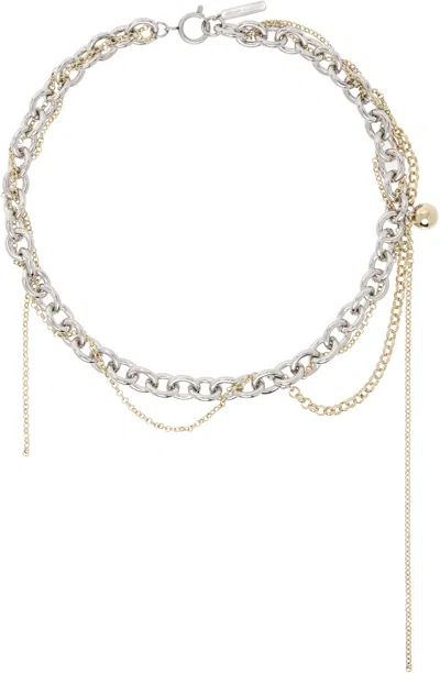 Justine Clenquet Silver & Gold Lewis Necklace In Gold & Palladium