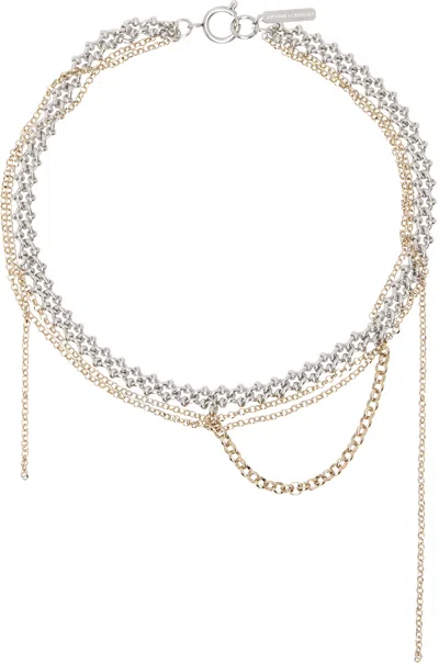 Justine Clenquet Silver & Gold Mara Necklace In Gold & Palladium