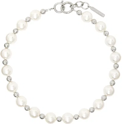 Justine Clenquet Silver & White Emma Choker In Palladium