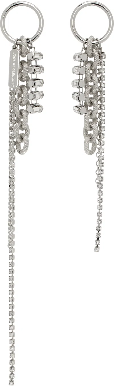 Justine Clenquet Silver Chloë Crystal Earrings In Palladium