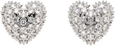 Justine Clenquet Silver Heart Crystal Earrings In Palladium