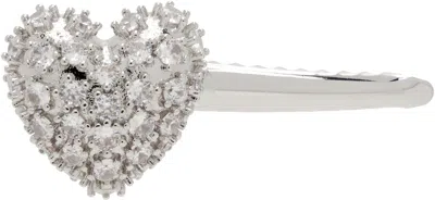 Justine Clenquet Silver Heart Crystal Hair Clip In Palladium