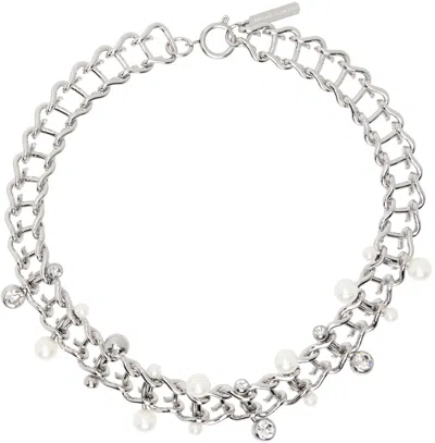 Justine Clenquet Silver Mindy Choker In Pearl