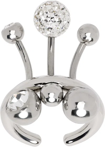 Justine Clenquet Silver Neve Crystal Ring In Palladium
