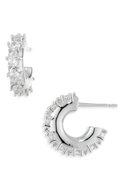 Justine Clenquet Small Nina Crystal Hoop Earrings In Palladium
