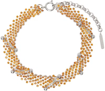 Justine Clenquet Ssense Exclusive Silver & Orange Acid Choker In Ssense Exclusive Ora