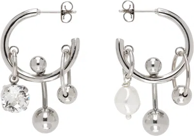 Justine Clenquet Ssense Exclusive Silver Andrew Earrings In Crystal