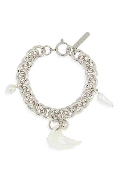 Justine Clenquet Tyler Seashell & Faux Pearl Chain Bracelet In Metallic
