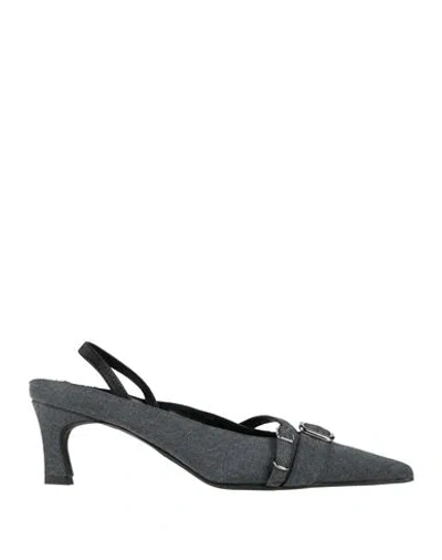 Justine Clenquet Woman Pumps Charcoal Size 8 Textile Fibers In Gray
