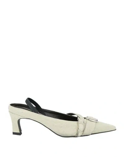 Justine Clenquet Woman Pumps Light Green Size 6 Textile Fibers In Black