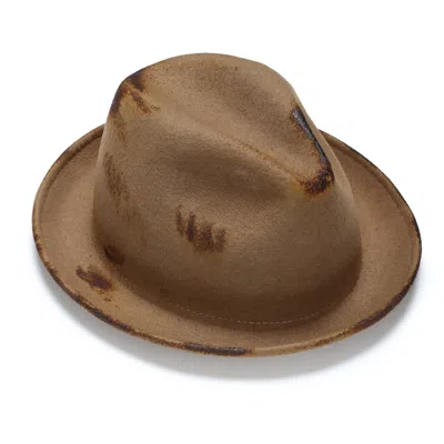 Justine Hats Men's Brown Fedora Hat With Handmade Texture