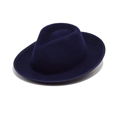 Justine Hats Men's Dark Blue Felt Fedora Hat