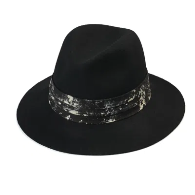Justine Hats Women's Black Wide Brim Felt Fedora Hat