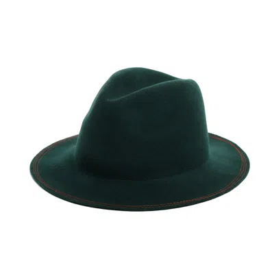 Justine Hats Women's Green Felt Fedora With Embroidery