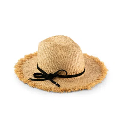 Justine Hats Women's Neutrals Fashionable Straw Fedora Hat In Black
