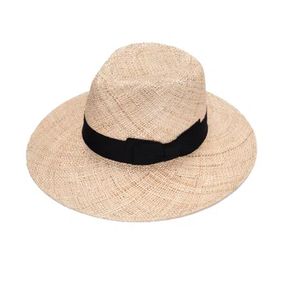 Justine Hats Women's Neutrals Wide Brim Straw Fedora Hat In Black