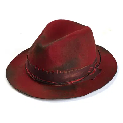 Justine Hats Women's Red Burning Hat Felt Fedora