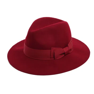 Justine Hats Women's Red Felt Fedora Hat