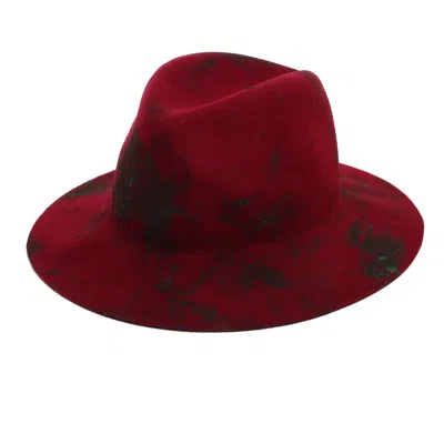 Justine Hats Women's Red Felt Fedora Hat With Handmade Unique Texture