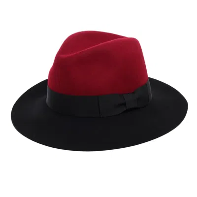 Justine Hats Women's Red Two-tone Classic Felt Fedora Hat