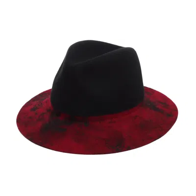 Justine Hats Women's Red Two Tone Felt Fedora Hat With Unique Texture